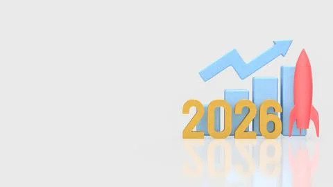 Accelerated Business Growth With Rocket Launch 2026 3d render.. Illustrazione stock