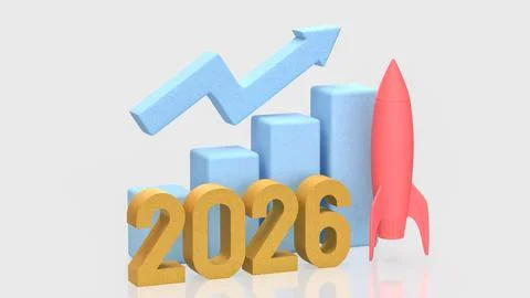 Accelerated Business Growth With Rocket Launch 2026 3d render.. イラスト素材