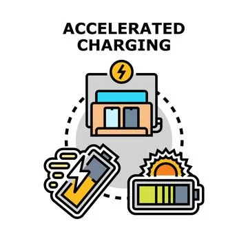 Accelerated charging technology speeding up device power Stock Illustration