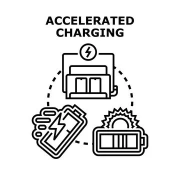 Accelerated charging technology speeding up device power Stock Illustration