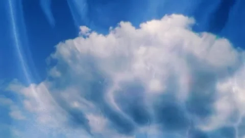  Accelerated clouds is projected onto fabric fluttering in the wind Stock Footage 313174758