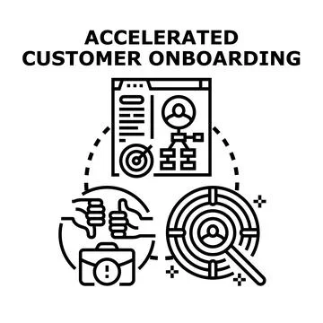 Accelerated customer onboarding process management concept Illustrazione stock