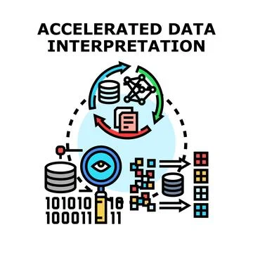 Accelerated data interpretation process analyzing large information Stock Illustration