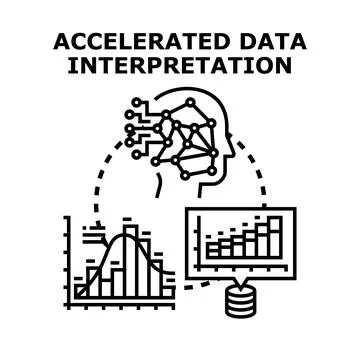 Accelerated data interpretation process analyzing business information Illustrazione stock