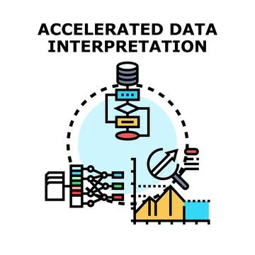 Accelerated data interpretation process analyzing information graph Stock Illustration