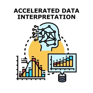 Accelerated data interpretation process analyzing business information Stock Illustration