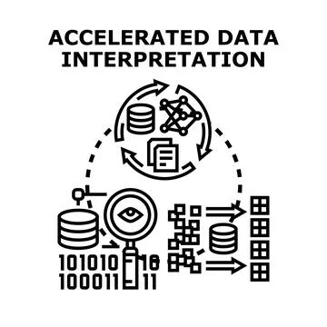 Accelerated data interpretation process analyzing large information Stock Illustration