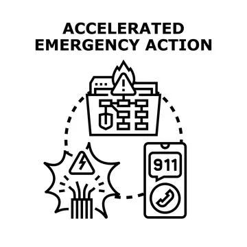 Accelerated emergency action responding to critical system failure Stock Illustration