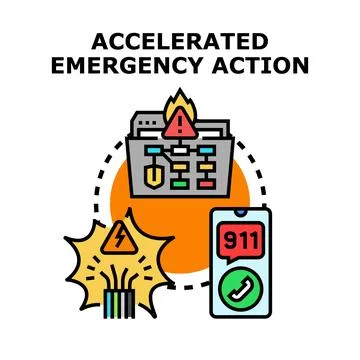 Accelerated emergency action responding to critical system failure Illustrazione stock