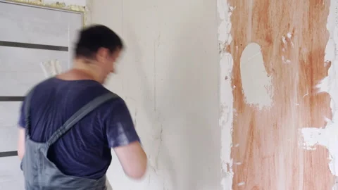 Accelerated footage of plastering walls. Stock Footage 278523455