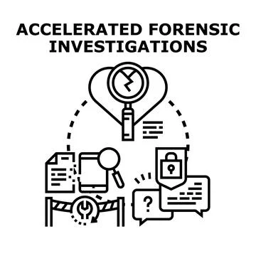 Accelerated forensic investigation process completing data analysis Stock Illustration