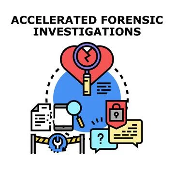 Accelerated forensic investigation process completing data analysis Stockillustratie
