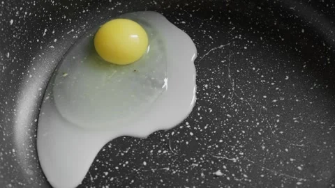 Accelerated frying of eggs in a frying pan Stock Footage 295038236