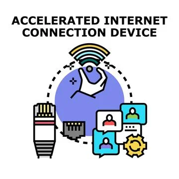 Accelerated internet connection network device concept Stock Illustration