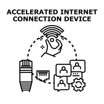 Accelerated internet connection network device concept 스톡 일러스트