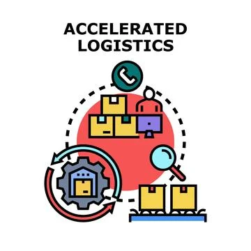 Accelerated logistics concept illustrating efficient supply chain management 库存插图