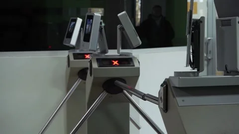 Accelerated movement of people passing through the turnstile Stock-Footage 201181972