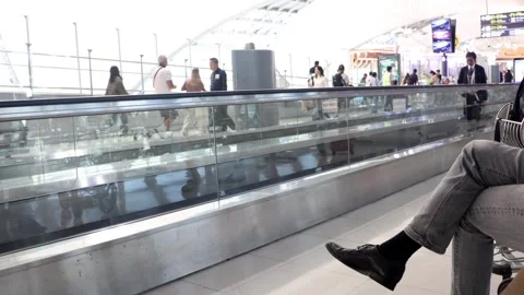Accelerated passenger movement inside the Suvarnabhumi International Airport Stock Footage 304526007