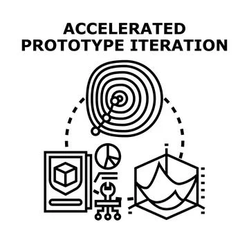 Accelerated prototype iteration process developing new products Stock Illustration