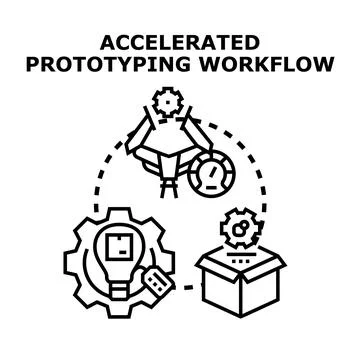 Accelerated prototyping workflow concept illustration Stock Illustration