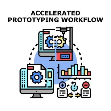 Accelerated prototyping workflow using digital manufacturing process Stock Illustration