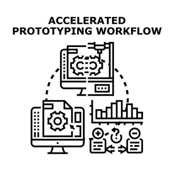 Accelerated prototyping workflow using digital manufacturing process Stock Illustration