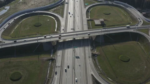 Accelerated shooting of a highway with traffic flows Stock Footage 114257735