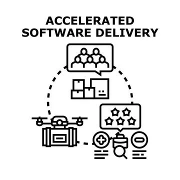 Accelerated software delivery process with continuous improvement Ilustração Stock