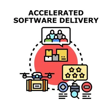 Accelerated software delivery process with continuous improvement 库存插图