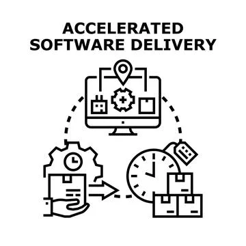 Accelerated software delivery process improving business efficiency Stock-Illustration