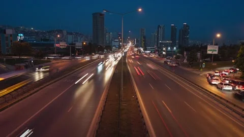 Accelerated Traffic at Night Stockbeeldmateriaal 335411480