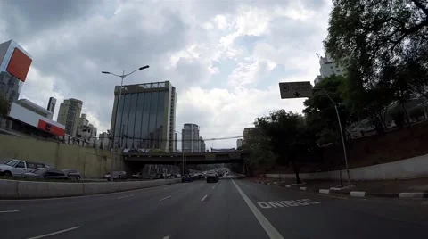 Accelerated Video in the Famous 23 May Avenue in Sao Paulo, Brazil Stock Footage 43061278