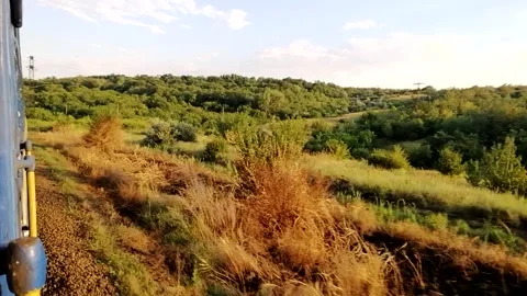 Accelerated video of the train window view Stock Footage 137373517