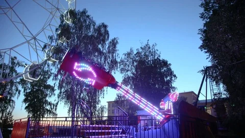 Accelerated video of the viewing wheel movement and attraction boomerang. Stock Footage 124159949