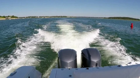 Accelerating Boat Stock Footage 77704681