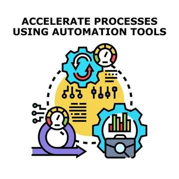 Accelerating business processes with automation tools concept 스톡 일러스트