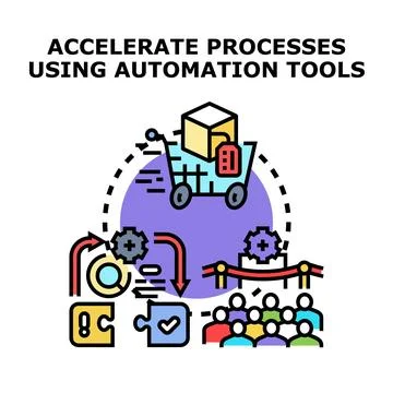 Accelerating business processes using automation tools concept Stock Illustration