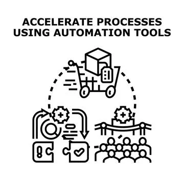 Accelerating business processes using automation tools concept Stock Illustration