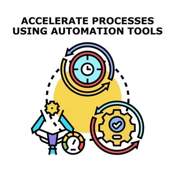Accelerating business processes using automation tools Stock Illustration