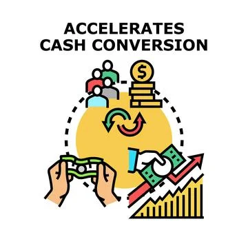 Accelerating cash conversion cycle business strategy icon Stock Illustration
