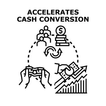 Accelerating cash conversion cycle business strategy icon Stock Illustration