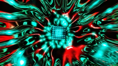 Accelerating cube in colorful sci-fi tunnel vj loop abstract template background Stock Footage 229776188