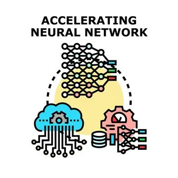 Accelerating neural network optimization process icon concept Stock Illustration