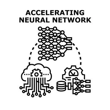 Accelerating neural network optimization process icon concept Stock Illustration