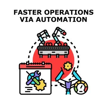 Accelerating operations using industrial automation technology concept Stock Illustration