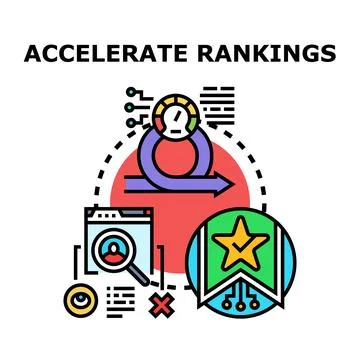 Accelerating rankings optimizing search engine results concept Stock Illustration