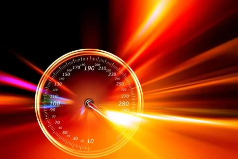 Acceleration speedometer on night road Stock Illustration