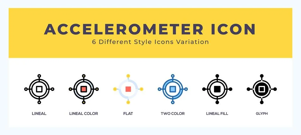 Accelerometer icon set pack vector illustration. Stock Illustration