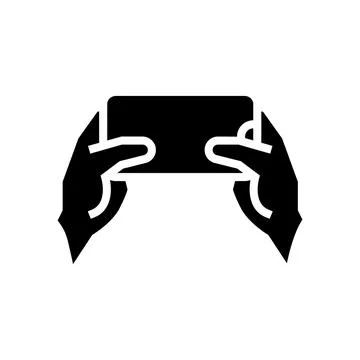 Accelerometer playing video game app on smartphone glyph icon vector Stock Illustration