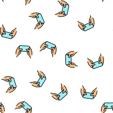 Accelerometer playing video game app on smartphone vector seamless pattern Stock Illustration